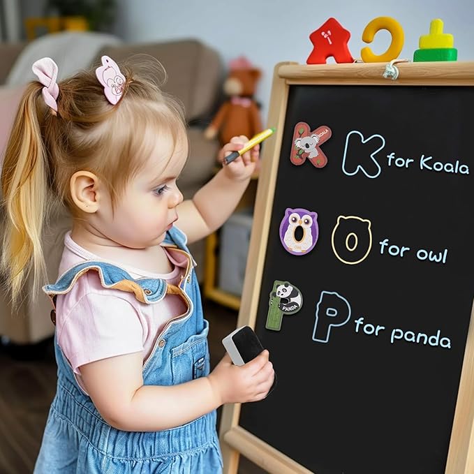 Large Wooden Magnet Alphabet Letters for Kids - Cute Animal Magnetic Letters for Fridge Magnetic ABC for Classroom Kids Gift Preschool 3 4 5 Years Old