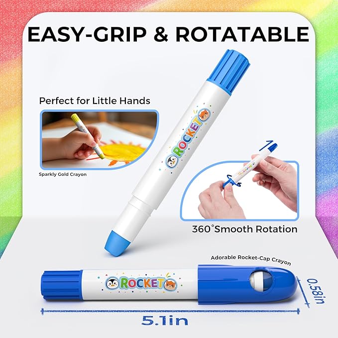 36 Colors Tempera Paint Sticks, Washable Rocket Paint Sticks for Kids, Non-Toxic and Quick Drying