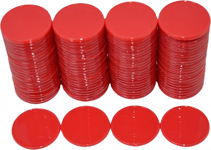 Smartdealspro Set of 100 25MM/1 Inch Opaque Plastic Learning Counting Counters Poker Chips (Red)
