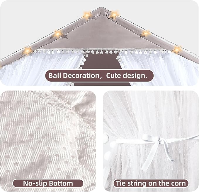 Kids Teepee Play Tents Indoor Outdoor Toddler Tent Kids Playhouse Tent LargeCastle(Grey)