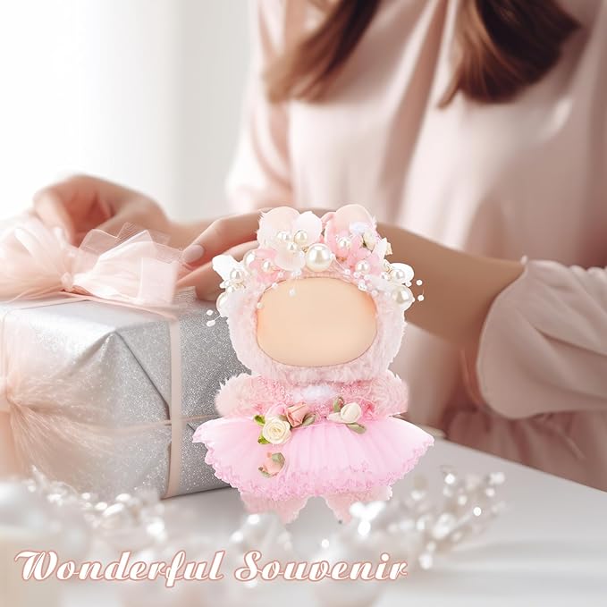 3 Pcs Wedding Outfits Dress for 6.7 Inches Doll Wedding Clothe Set Include Cute Headpiece Popular Dress Accessories, No Doll(Classic Style,Pink)