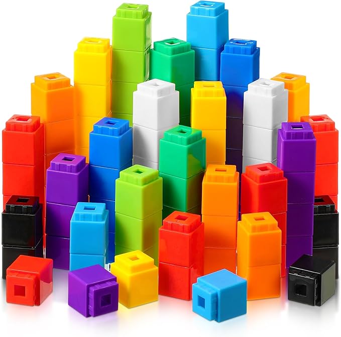 Jenaai 100 Pcs Linking Cubes Plastic Math Cubes Manipulative Counting Blocks STEM Snap Blocks Connecting and Counting for Early Math and Construction, Homeschool Preschool Supplies(Classic)