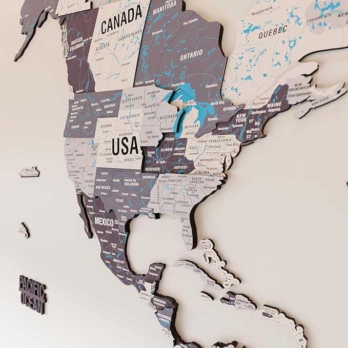 Colorfull Worlds 3D Wooden World Map Wall Art - Premium Multicolored World Travel Art for Wall Decor | Perfect for Home, Office & Kitchen - Ideal Housewarming Gift & Travel Tracker (Large, Nimbus)