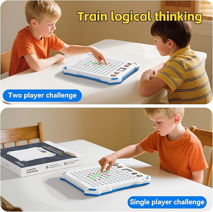 Kids Smart Chess Board Games ,Built-in 14 Strategy Handheld Puzzle Game,Portable Travel Games for Kids Ages 6-12 and up, Toys Gift Idea for Kids and Adults, Birthday Gifts for Boys Girls
