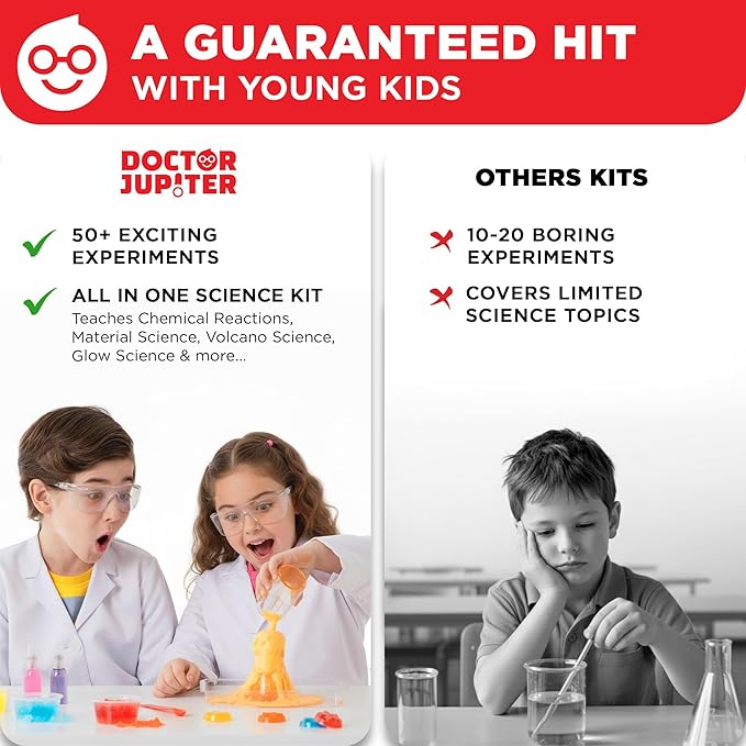 Doctor Jupiter Ultimate Science Kit, Chemistry Set for Kids Ages 8-10-12-14 | Birthday Gift Ideas for Boys & Girls 8,9,10+ Years Old | STEM Toy with 50+ Experiments | Learning & Educational Projects