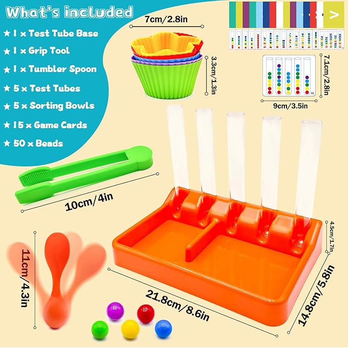 Counting and Color Sorting Toys Set, Fine Motor Skills, Preschool Learning Toys Color Recognition and Math Learning Games, Educational Toy Gift for Kids Age 3 4 5 6Year Old Boys Girls