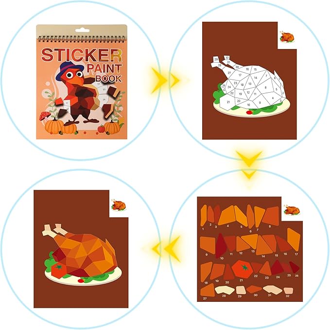 Thanksgiving Stickers for Kids Learning - Sticker Book for Ages 4-8, Boys & Girls Decorations & Party Favors