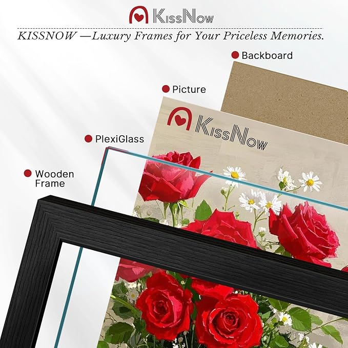 4x6 Picture Frame 2 Pack, Black Solid Wood Gallery Photo Frame, Wall Hanging or Tabletop Display