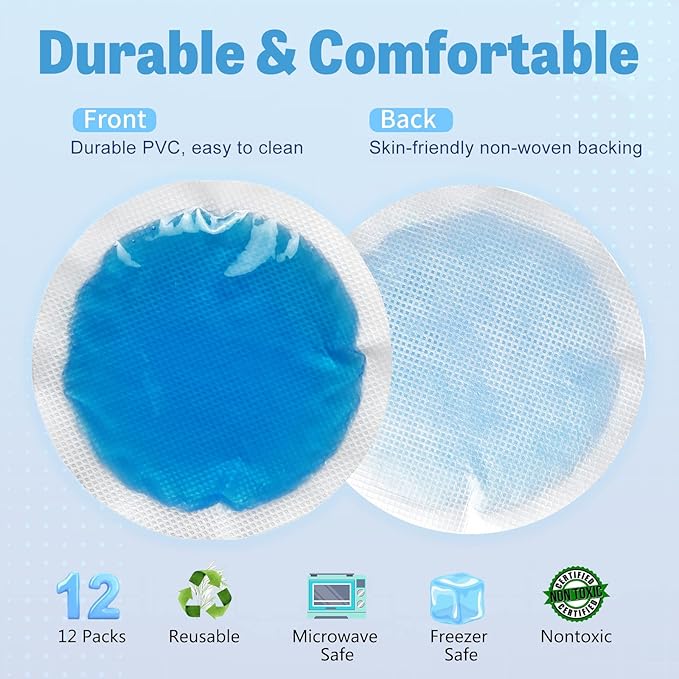 Tutmyrea Reusable Soft Small Ice Packs - 12 Pack Cold Compress for Injuries, Eyes, Face, Breast, Allergies, Small Wounds