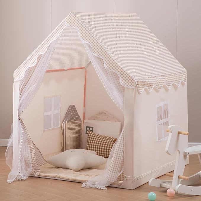 Kids Play Tent Children Tent with a String of Star Lights Boys Girls Indoor Princess Toy House Outdoor Picnic Small House Children Birthday Gift