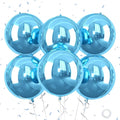 Blue Giant 4D Foil Balloons, Saxuxu 6Pcs Large Metallic Blue Round Balloons, 22 Inch Big Round Foil Balloon for Blue Sea Birthday Party Baby Shower Wedding Decorations