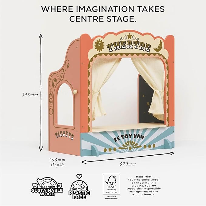 Le Toy Van – Wooden Tabletop Puppet Theatre | Imaginative Play Theatre - Suitable for Ages 3+ Years