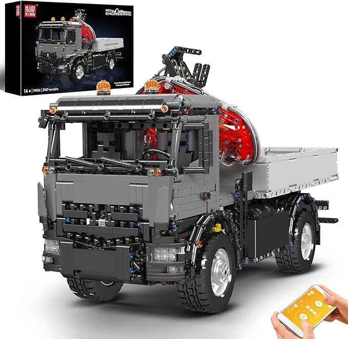 Mould King 19016 Truck Mounted Crane Building Set, APP/Remote Engineering Truck Construction Kit, City Mobile Crane Model Sets to Build for Age 14+/Adults Collections Enthusiasts (3767+ Pieces)