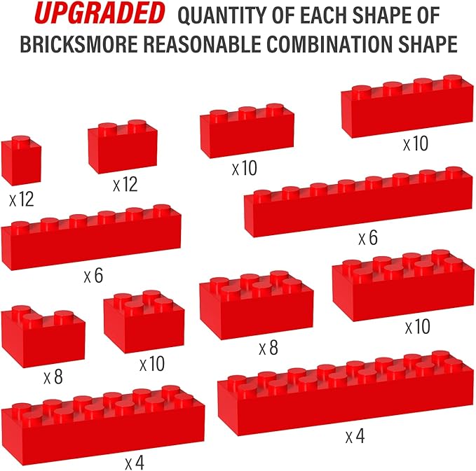 100 Piece Classic Building Blocks, Compatible with Lego, Red Bricks in Bulk