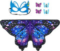 Butterfly Costume for Girls Fairy Wings Kids 4 Pcs(Cape,Skirts,Masks,Hair Clips) Butterfly Wings for Halloween Gifts