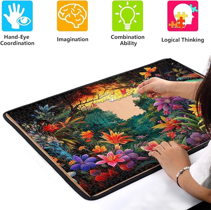 HUADADA Jigsaw Puzzles for Adults 1000 Piece Jigsaw Puzzles for Adults Challenging Game Puzzles with Letters on Back （Flowers and Birds）