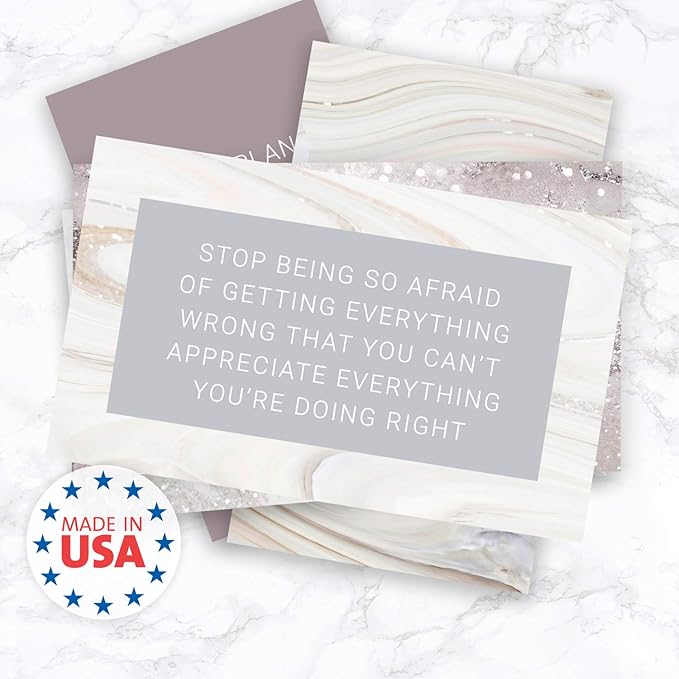 Marble Quartz Daily Gratitude Cards / 50 Motivational Kindness Cards / 25 Inspirational Quote Card Designs / 2” x 3.5” Uplifting Flat Business Card Pack