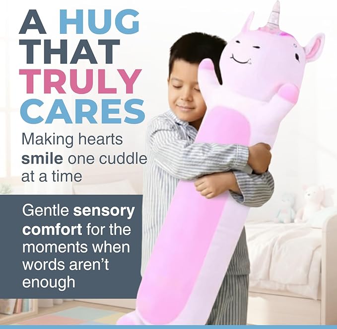 Unicorn Plush Body Pillow for Kids | Long Stuffed Animal Cuddle Pillow | Soft Hugging Toy | Plushie Gift for Girls & Boys | Long Plush Body Pillow for Sleep & Comfort | Medium, 35 Inches