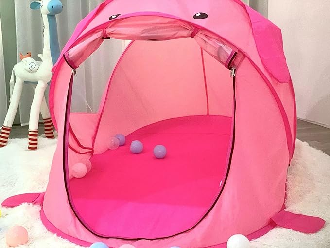 Kids Play Tents – Collapsible Tent for Boys Girls Gift - Large Foldable Playhouse Indoor/Outdoor Fun - Pop up Tent Toys for Age 1 and up Child Birthdays Presents (Pink Dog)