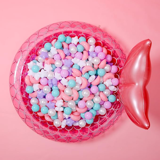 GOGOSO Ball Pit Balls Stars Moon Shapes Plastic Pitballs for Toddler Play Tent Baby Photo Props Kids Pool Water Toys Kiddie Pool Party Decor,Pink+Green+Purple+Pearl White,100PCS