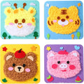 PupuMiao Sewing Kit for Kids DIY Embroidery Sewing Kit Cute Animal Sewing Projects Easy Crafts with English Instructions, Perfect for Beginners, Girls Boys Ages 4-12 (Giraffe+Tiger+Bear+Piggy)