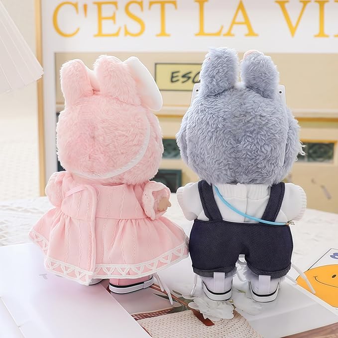 17cm Doll Clothes Set, 4 Pieces Dress Skirt Outfit Set for 6.7inch Doll Suit, Cute Fashion Bowknot Shoes Clothes Accessories for 1st/2nd/3rd Gen Dolls Play & Display Pink