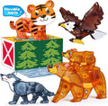 Oriate Magnet Wild Animals for Magnetic Tiles, 5pcs Movable Joints Zoo Animals for Magnetic Blocks, Animal Toys Compatible with Magnetic Tiles, Educational Magnetic Building Tiles for Kids