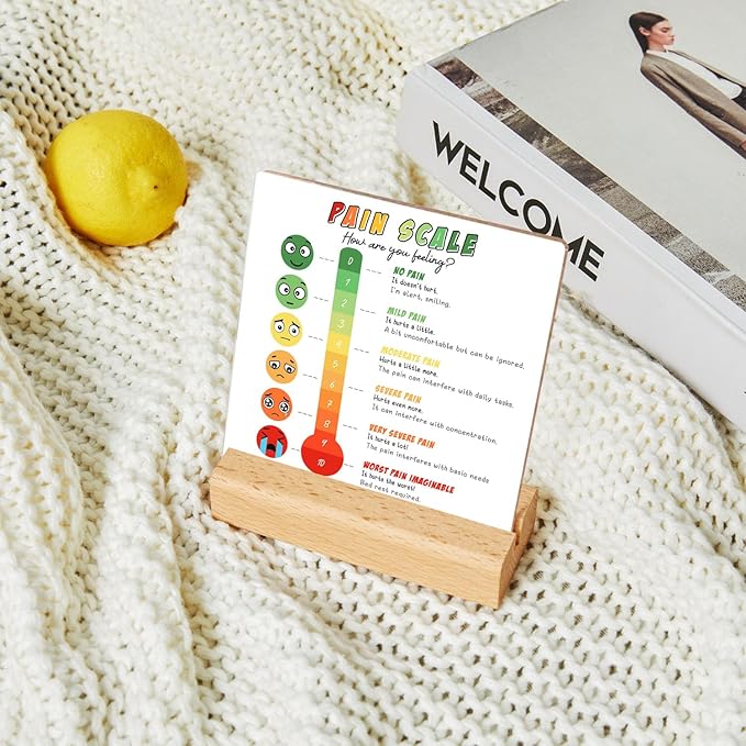 Pain Scale Decor Therapist Office Sign Mental Health Gifts Psychology Decorations for Corner Classroom Counseling Recovery Self Care Encourage Gifts for Women Kids Adults