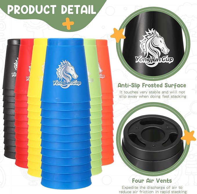 Libima 72 Pcs Sports Stacking Cups Set Stack Cup Party Game Classic Speed Training Game for Adult Family Party Challenge Competition Travel Gift, 6 Colors