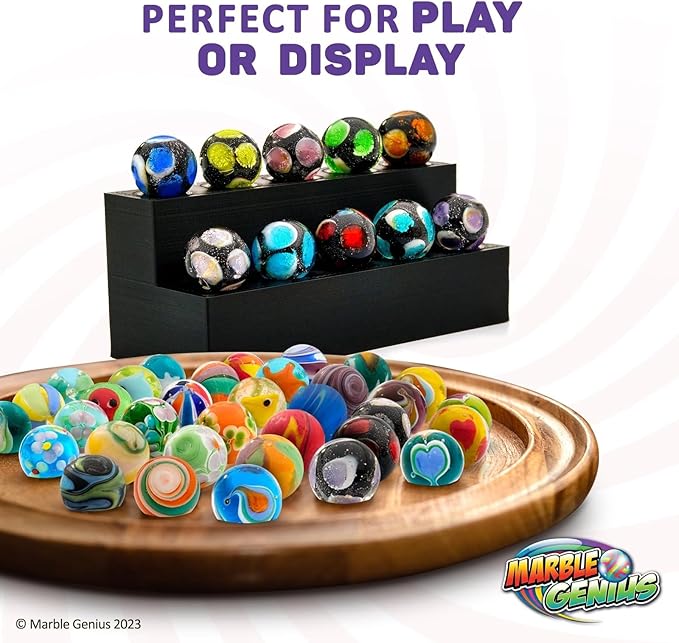 Marble Genius Collectors Marbles, Spots, 16mm (⅝ Inch), 10 Handmade Glass Marbles, Gifts for Marble Lovers, Gifts for Kids Ages 3+