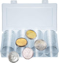 40.6mm Silver Dollar Coin Holder,Silver Eagles Coin Capsules for Collectors with Clear Plastic Storage Organizer Box for Coin Collection Supplies (60)
