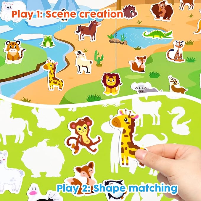 ASTARON 6 Pack Reusable Sticker Book, 3D Stickers for Toddlers 3-4 Years, Portable Travel Toys and Busy Book for Kids 3 4 Year Old Girls Boys