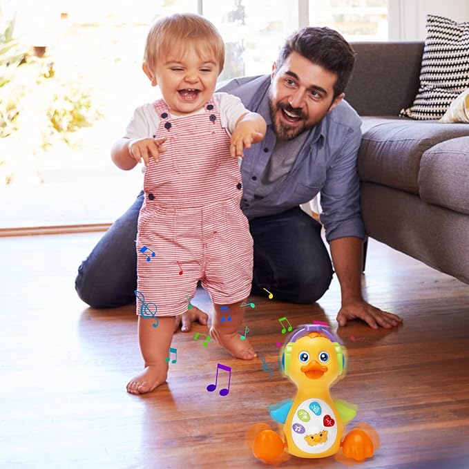Tsomtto Baby Musical Duck Toy Dancing Crawling Tummy Time, Light Up Infant Toys 0-3-6 6-12 12-18 Months Halloween for 1 2 Year Old Boys Girls Baby Learning Development Toddler Toys Age 0-2