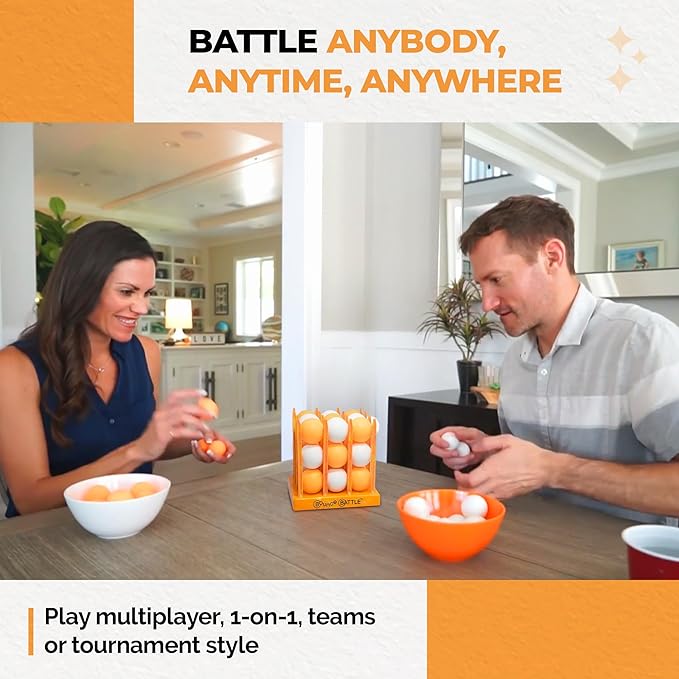 Wood Edition Game Set with 36 Battle Cards - an Addictive Game of Strategy, Skill & Chance - Multiplayer Fun Bounce Ball Games - Gifts for Teenage Boys & Girls