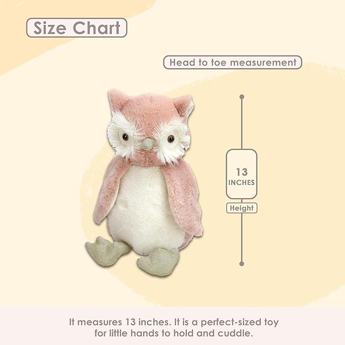 MON AMI Ava The Owl Stuffed Animal – 13”, Soft & Cuddly, Owl Plush Toy, Use as Toy/Nursery Room Décor, Great for Kids of All Ages