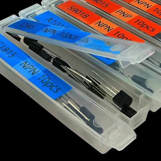 EEEEE 30 Kinds 300pcs Assorted Type General Purpose TO92 Transistors PNP NPN Bipolar Power Transistor Assortment Kit with Individual Compartment (300pcs 30 Models)