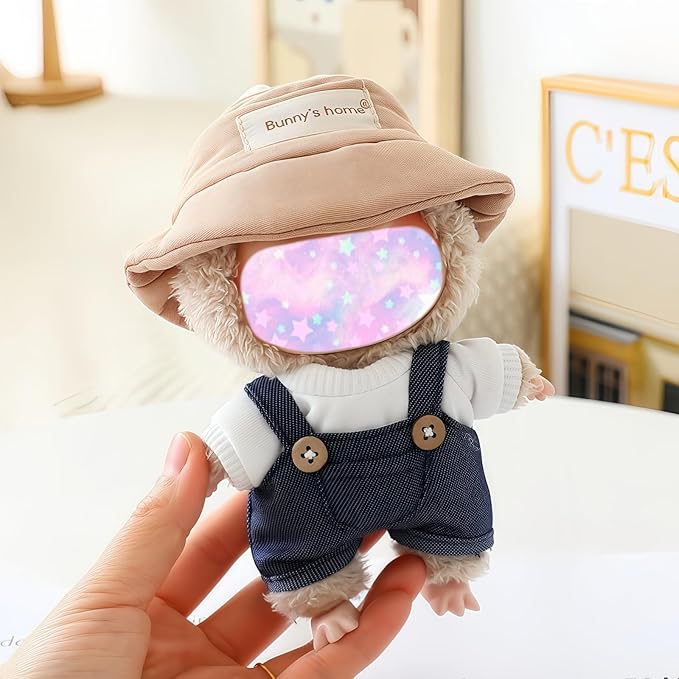 17cm Doll Clothes Outfit Set, 3 Pieces Dress Overalls Set for 6.7inch Doll Suit, Fashion Chic Hat & Clothes Accessories for 1st/2nd/3rd Gen Dolls Play & Display