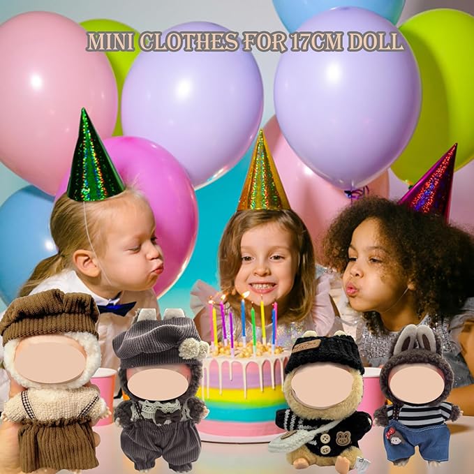 Clothes Set Compatible with 17cm Doll, Hat and Overalls Set for 15cm Doll Accessories Suit, Cute Clothe for Dress up Unique Style (RC12)