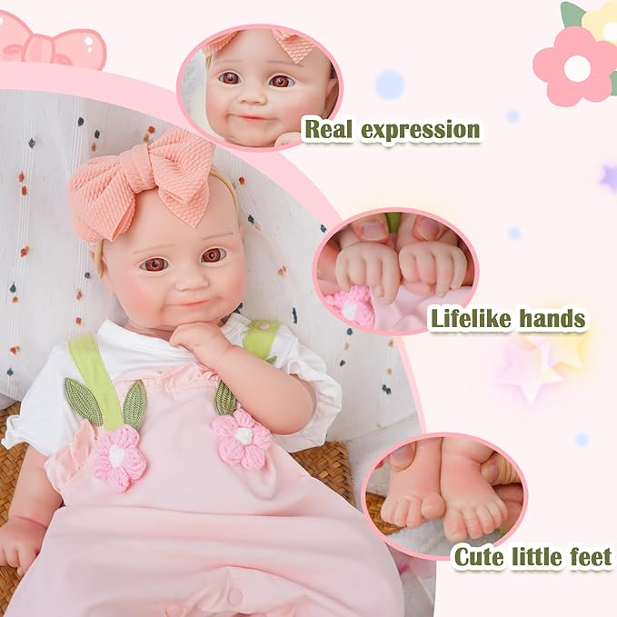 Special Edition, Girl 20 in, Full Silicone Baby Doll, Realistic Baby Dolls, Realistic Veins & Pose, Not Vinyl, Reborn Baby Dolls Silicone Full Body, Gift Set