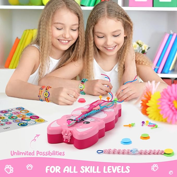 Bracelet Making Kit for Girls - Arts and Crafts for Kids Ages 8-12 - Friendship Bracelet String Maker Set Toys - Best Christmas Birthday Gifts - Charming Animal Shaped Weaving Loom (Large)