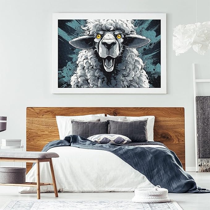 Sheep Thickened Wooden Jigsaw Puzzle 1000 Pieces 3D Animal Adults Fun Toy Intellectual Game Stress Relief Toy Decoration Education Game Relaxation and Intelligence 1000pcs (75x50cm)