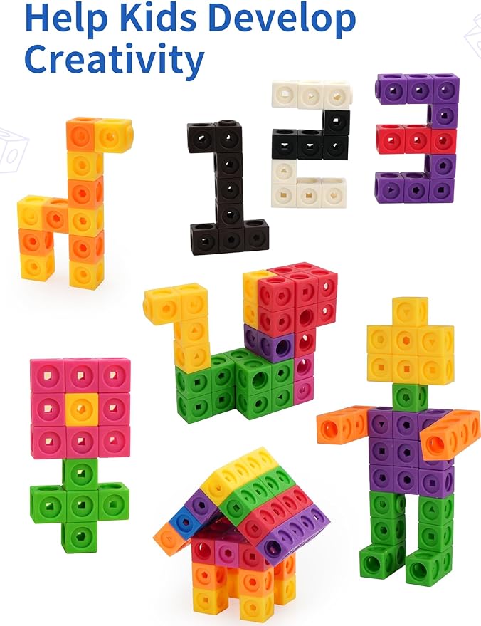 BenBen Math Manipulatives Blocks, 100pcs Number Counting Cubes, with 15 Game Cards & Storage Bag, 3-8 yrs Kids STEM Educational Toys, Homeschool Preschool Kindergarden Learning Activity Supplies