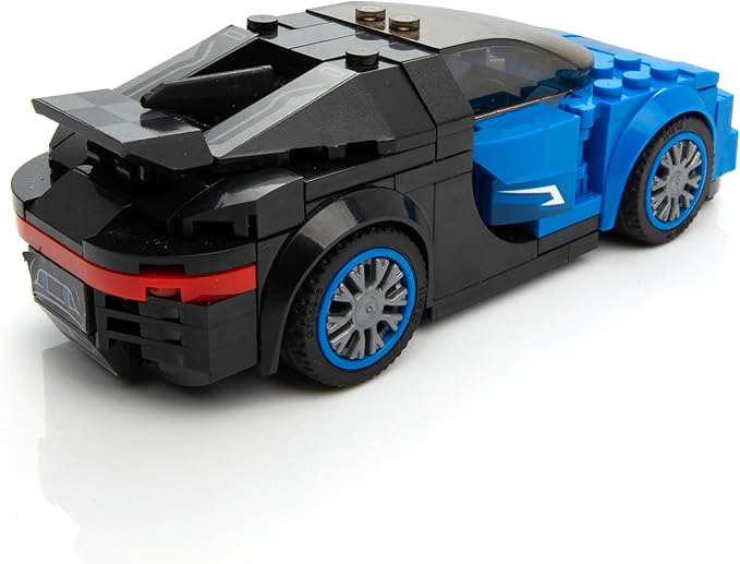 Block Builder Bugatti Racing Car Building Block Set (237 Pieces). Racing Car Building Blocks for Kids and Adults (Blue)
