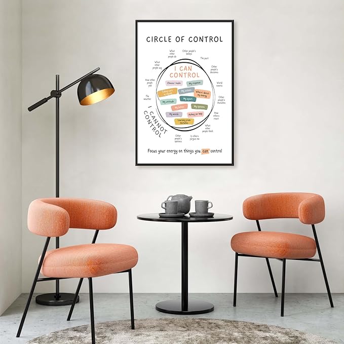 Circle Of Control Poster What I Can And Cannot Control Therapy Office Wall Art Kids Mental Health Poster Calm Down Corner School Decor 16x24in BlackFramed