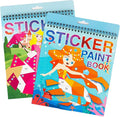 2 Pack Paint by Sticker Kids Crafts for Kids Ages 4-8 Sticker by Number for Boys and Girls Birthday Gifts Party Favor, Travel Activity Book Set for Learning (Princess+Mermaid)
