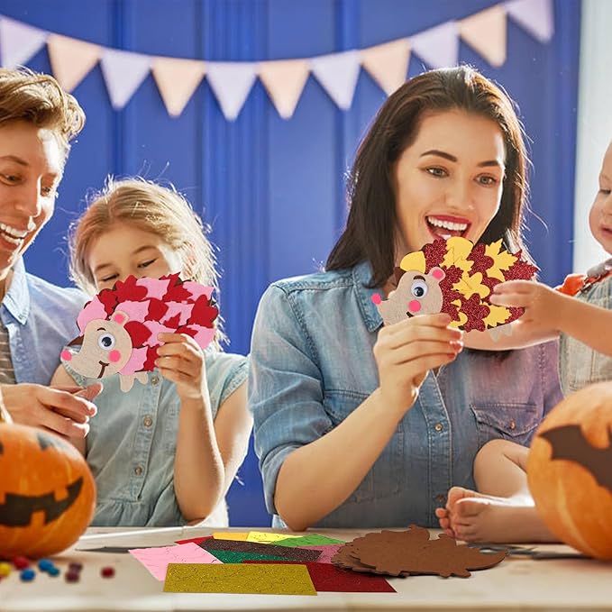 DIYASY 10 Pcs Fall Hedgehog Craft for Kids, Make You Own Hedgehog Foam Stickers Thanksgiving Craft Kits Arts and Crafts DIY Kid Friendly Autumn Decorations Games Party Activities Supplies Age 3-5 4-8