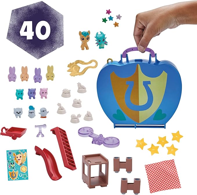 My Little Pony Mini World Magic Compact Creation Critter Corner Toy, Buildable Playset with Hitch Trailblazer Pony for Kids Ages 5 and Up