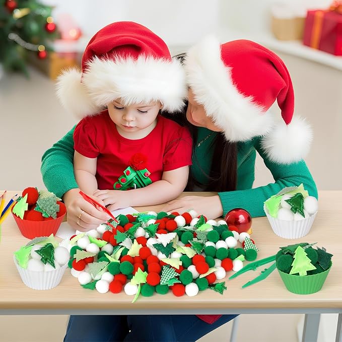 160 Pcs Christmas Tree Sensory Bin Items Christmas Counting Sorting Sensory Bin Filler Fine Motor Red Green Counts for Xmas Counting Decor