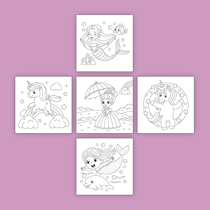 ArtPops Coloring Boxes – Pop-Up Pre-Printed Coloring Box Set – DIY Wall Art Kit for Kids – Eco-Friendly, Easy to Hang, No Frame Needed – 5-Pack, Fairytale Friends