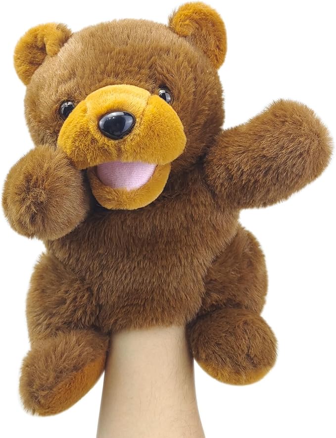 Hand Puppets Bear Puppet,10" Animal Hand Puppets for Kids, Hand Puppet for Toddlers 1-3 and Kids with Movable Mouth,Sloth Stuffed Animal Plush Puppets Toy Gift for Interactive Storytelling